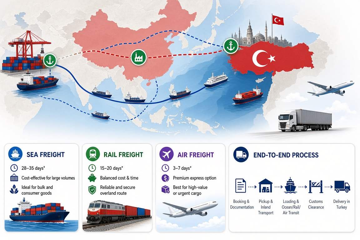 Shipping from China to Turkey: Route Guide and Commercial Freight Options